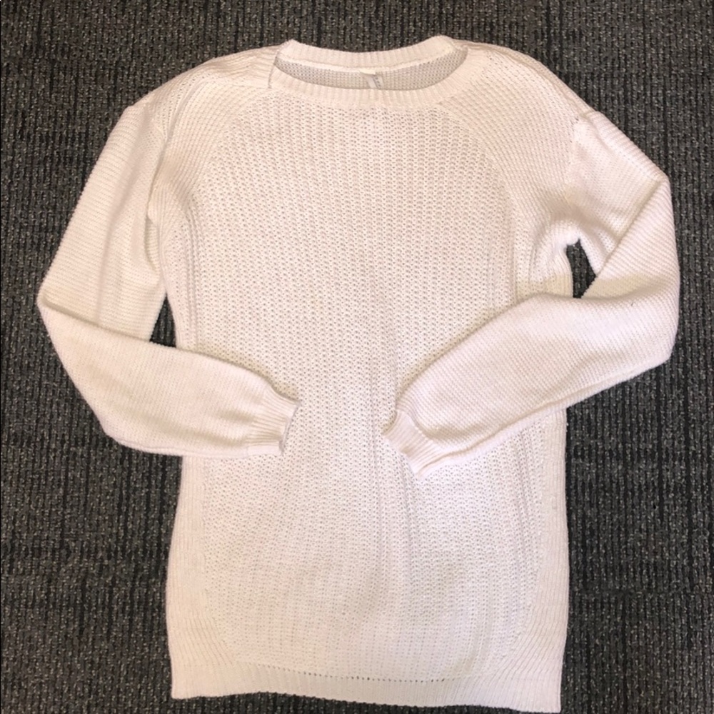 white knit sweater